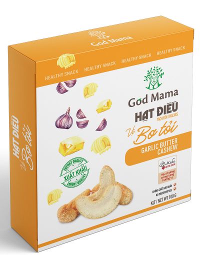HẠT ĐIỀU VỊ BƠ TỎI - HỘP GIẤY CAO CẤP - 100gr