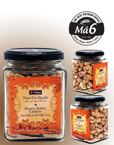 HẠT ĐIỀU RANG VỊ BƠ MẬT ONG T-FARM KEO THỦY TINH 200GR