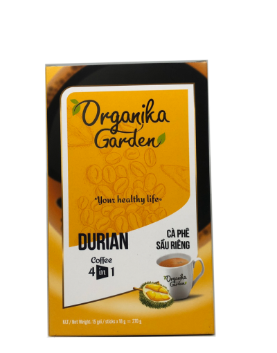 Cà Phê Organika Garden - Cà phê sầu riêng 4 in 1 (18gr x 15 gói)/ hộp