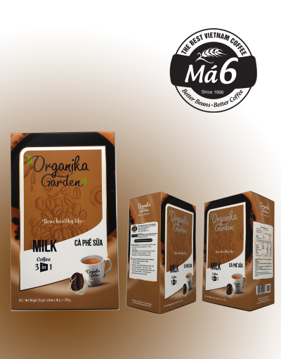 Cà Phê Organika Garden - Cà phê sữa 3 in 1 (18gr x 15 gói)/ hộp