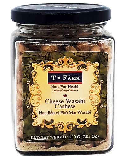 HẠT ĐIỀU RANG VỊ PHÔ MAI WASABI T-FARM KEO THỦY TINH 200GR