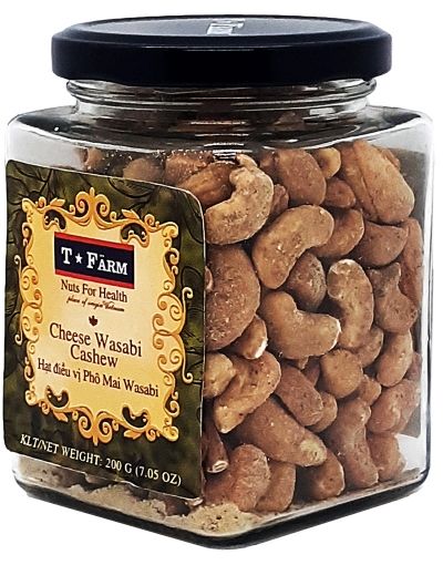 HẠT ĐIỀU RANG VỊ PHÔ MAI WASABI T-FARM KEO THỦY TINH 200GR