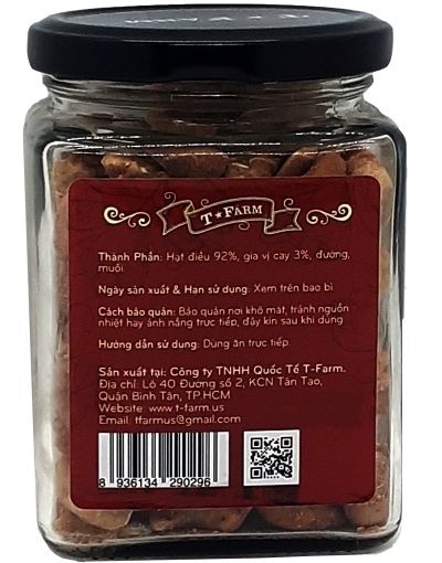 HẠT ĐIỀU RANG VỊ CAY T-FARM - KEO THỦY TINH 200GR
