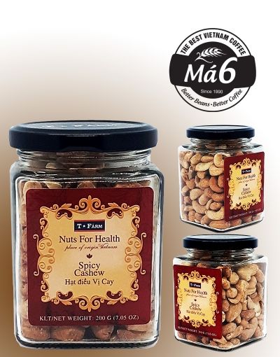 HẠT ĐIỀU RANG VỊ CAY T-FARM - KEO THỦY TINH 200GR