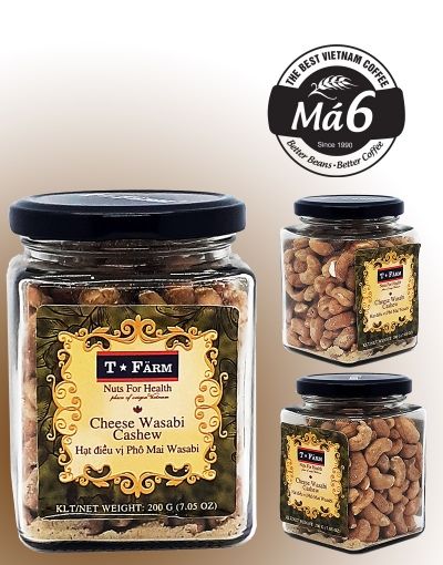 HẠT ĐIỀU RANG VỊ PHÔ MAI WASABI T-FARM KEO THỦY TINH 200GR